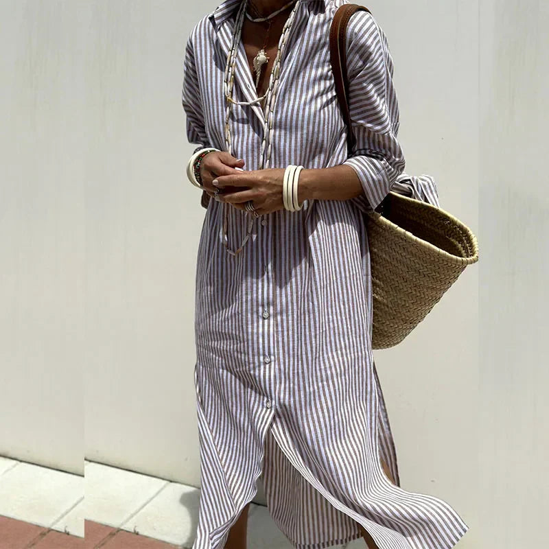 Anna|Robe chemise à rayures