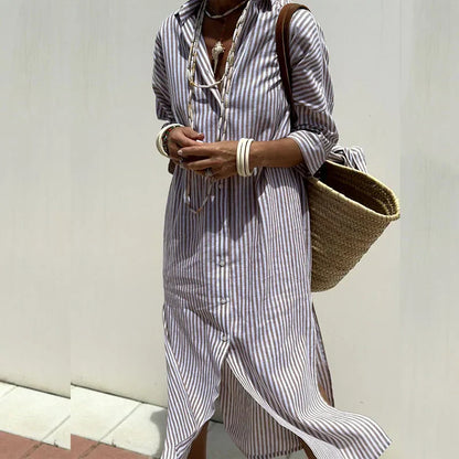 Anna|Robe chemise à rayures