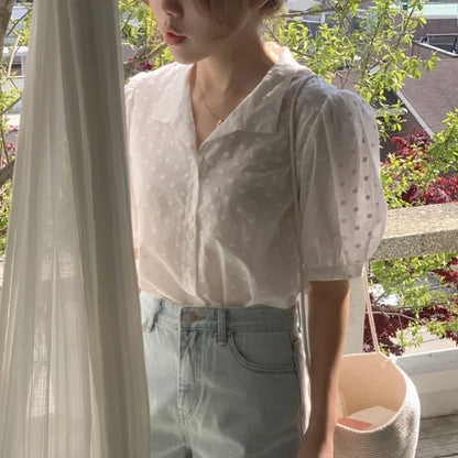 LEILA | Chemisier en mousseline de soie à col en V, couleur unie, pour femmes