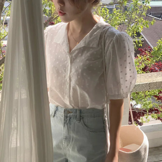 LEILA | Chemisier en mousseline de soie à col en V, couleur unie, pour femmes