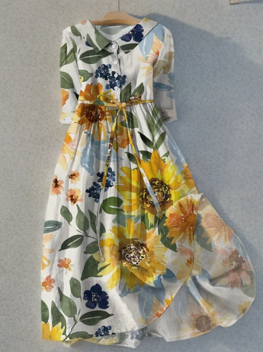 Siela - Robe vintage avec motif floral et liens