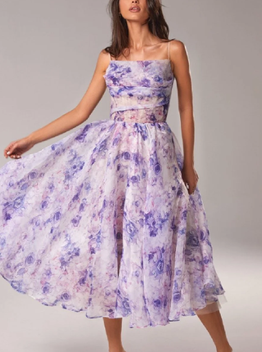Stella - Robe asymétrique avec lien imprimé