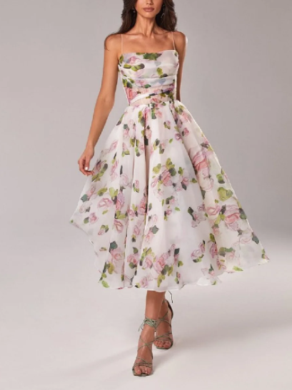 Stella - Robe asymétrique avec lien imprimé