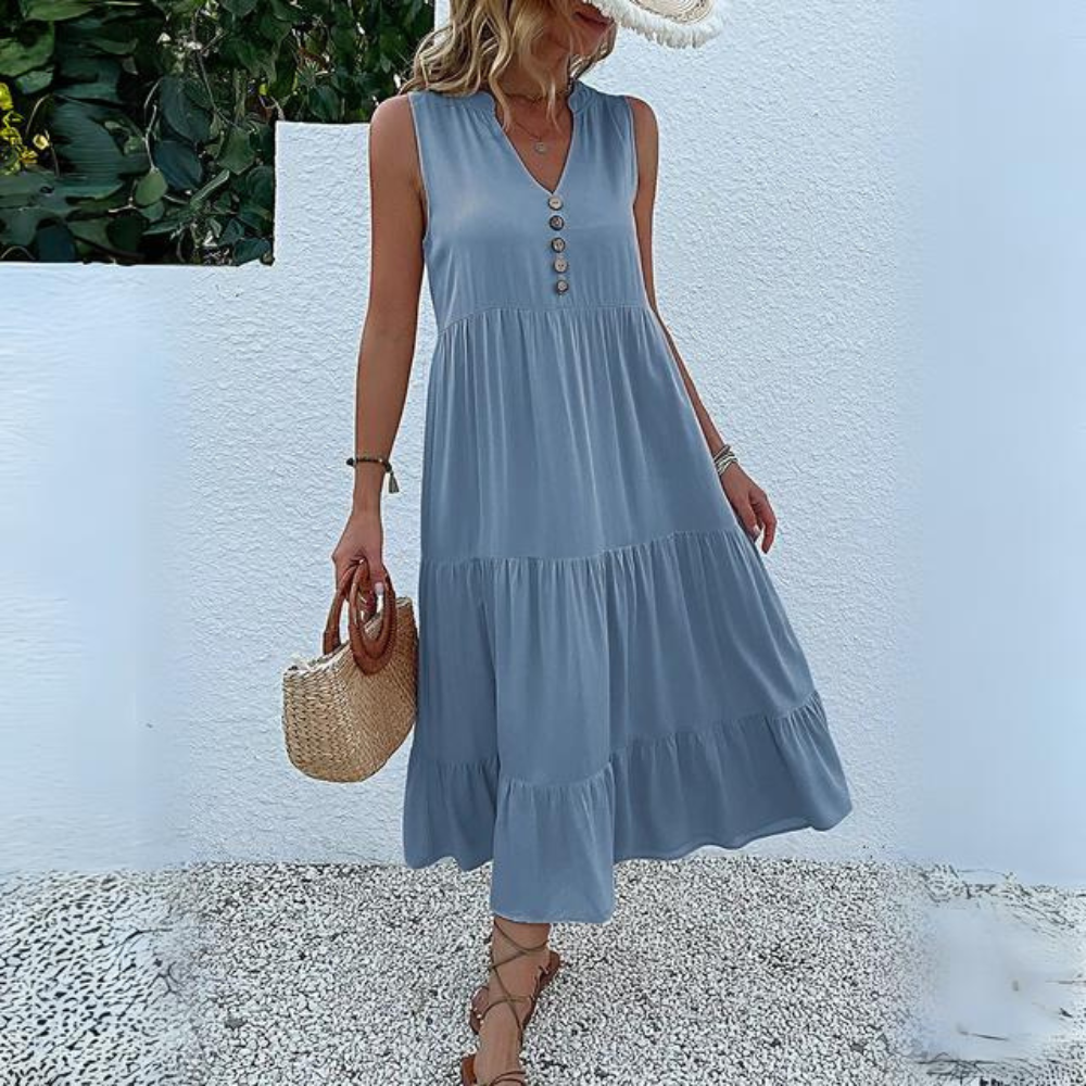 Stephanie - Robe avec boutons et volants