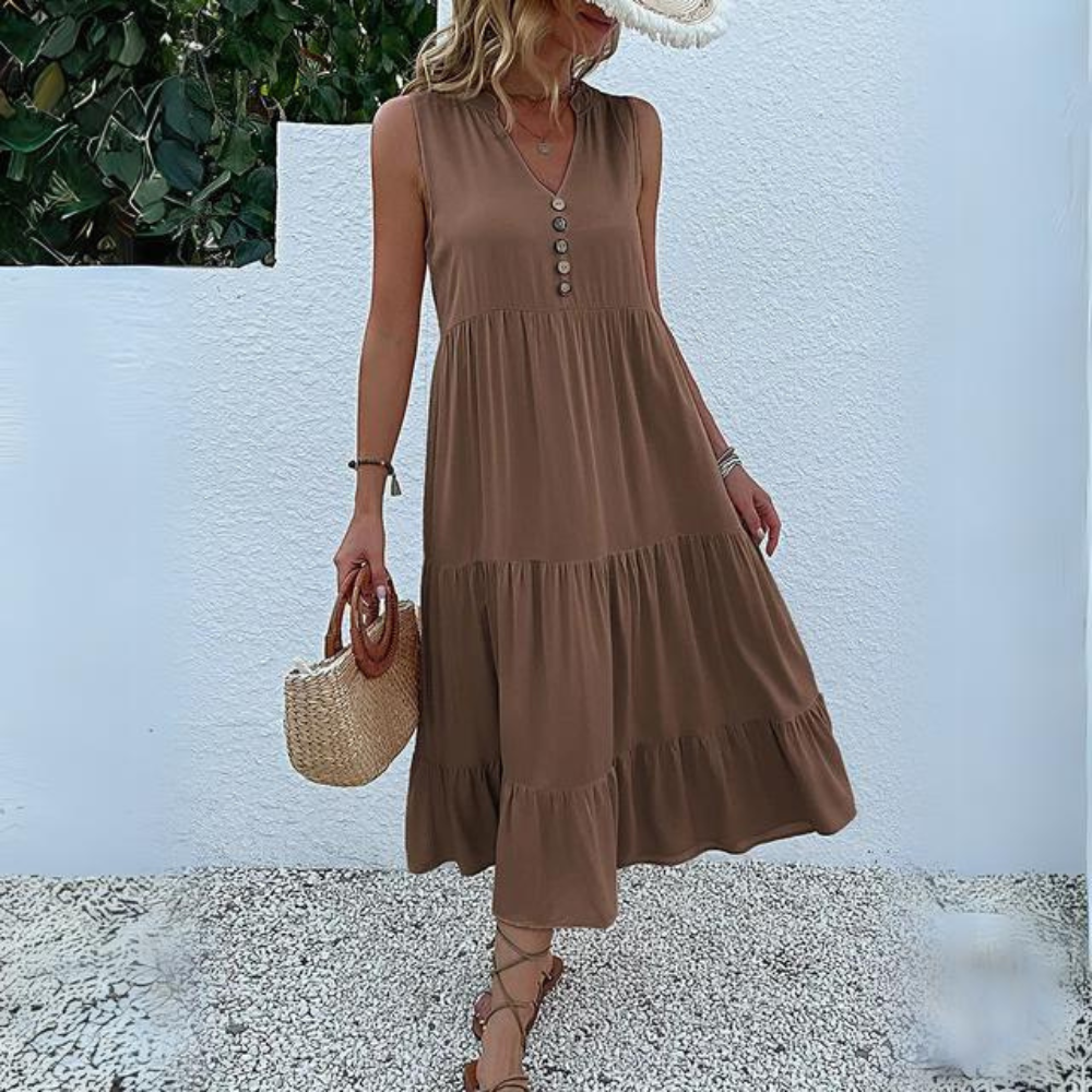 Stephanie - Robe avec boutons et volants