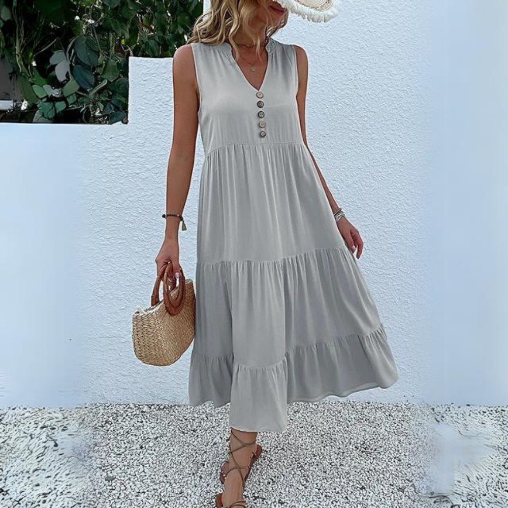 Stephanie - Robe avec boutons et volants