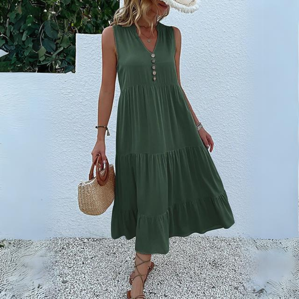 Stephanie - Robe avec boutons et volants