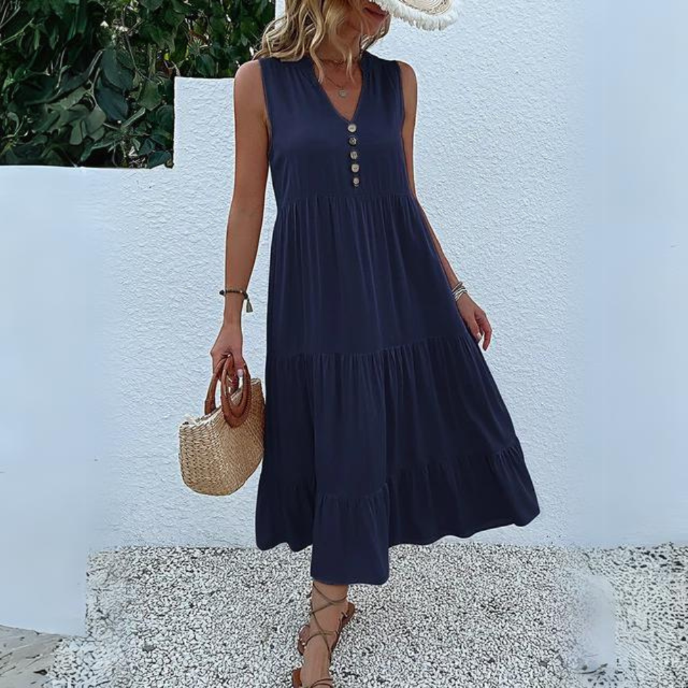 Stephanie - Robe avec boutons et volants
