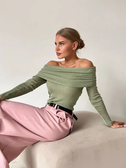 Valery Sweater | Pull à manches longues et à épaules décalées