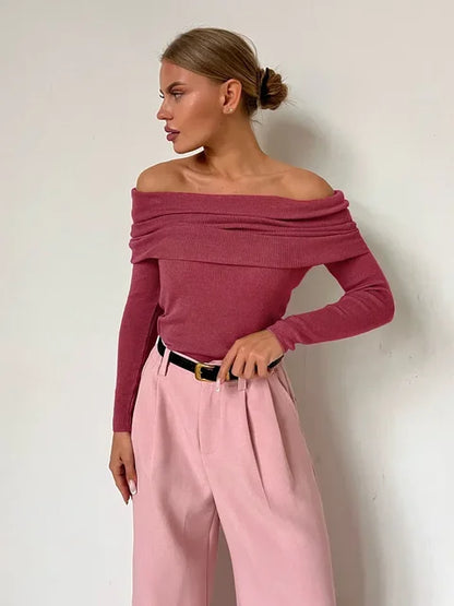Valery Sweater | Pull à manches longues et à épaules décalées
