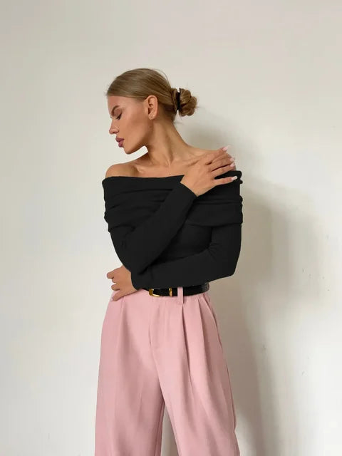 Valery Sweater | Pull à manches longues et à épaules décalées