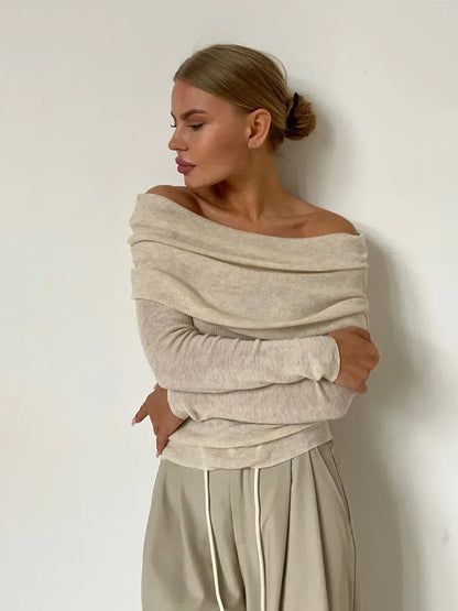 Valery Sweater | Pull à manches longues et à épaules décalées