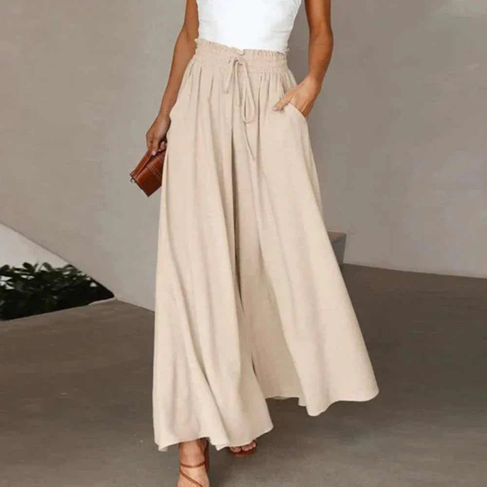 Suus - Pantalon d'été large pour femmes avec taille élastique