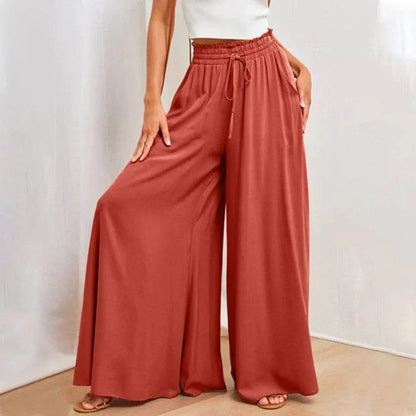 Suus - Pantalon d'été large pour femmes avec taille élastique