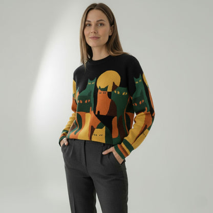 Amélie | Pull Unisexe avec Motif Chats Chic et Confortable