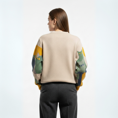 Amélie | Pull Unisexe avec Motif Chats Chic et Confortable