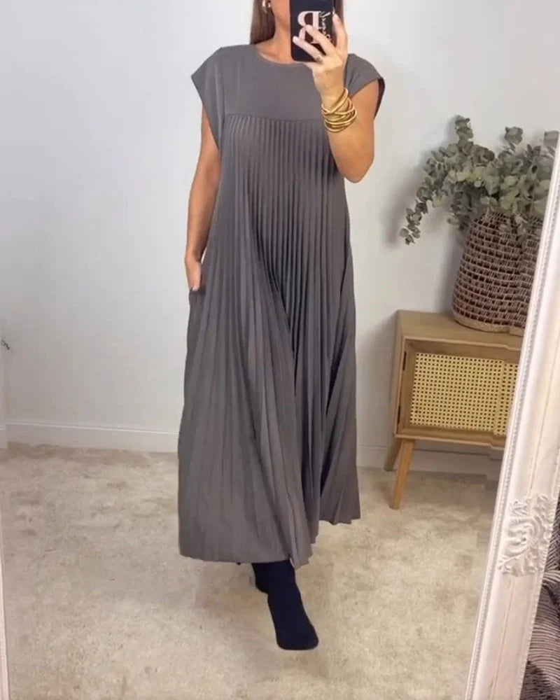 Sydnee - Robe plissée unie pour femmes