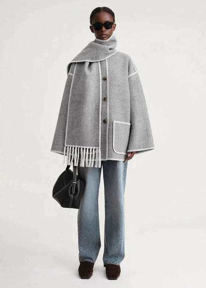 Veste de luxe en mérinos avec écharpe