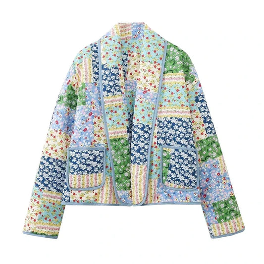 Vintage Patchwork Veste à fleurs pour femmes
