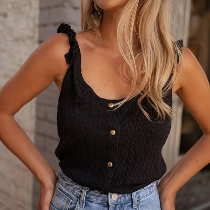 Débardeur - Épaule froncée et fermeture à boutons