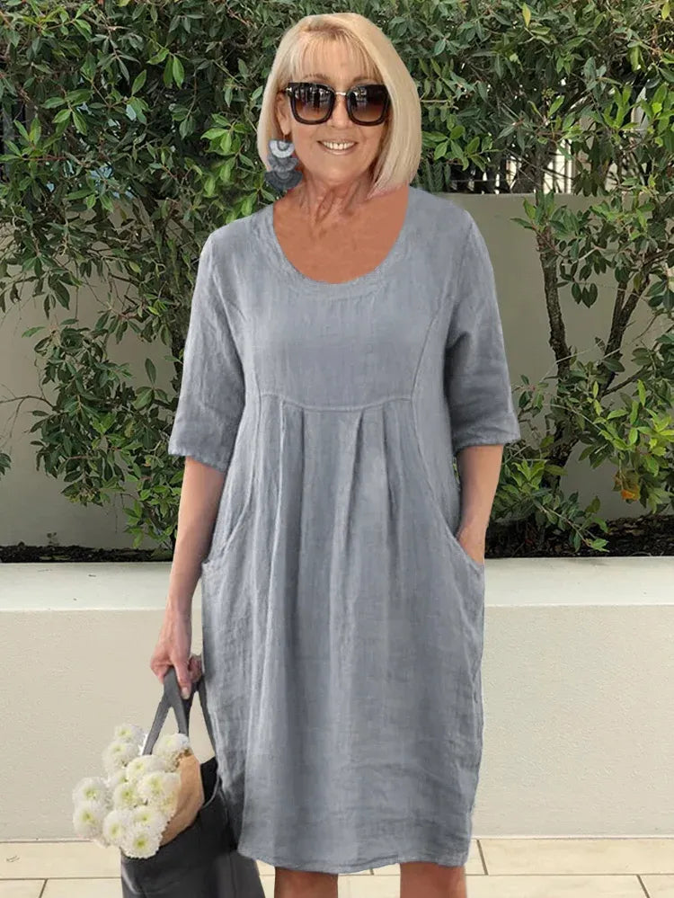 Tati - Robe tunique en lin coton uni avec poches