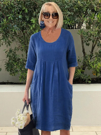 Tati - Robe tunique en lin coton uni avec poches