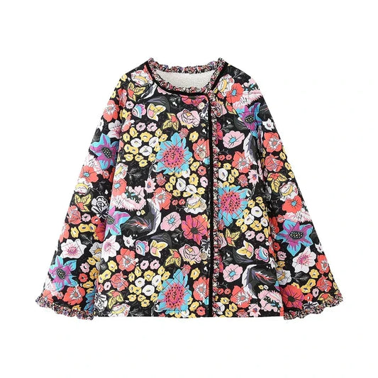 Veste doublée chic à motif floral pour femmes