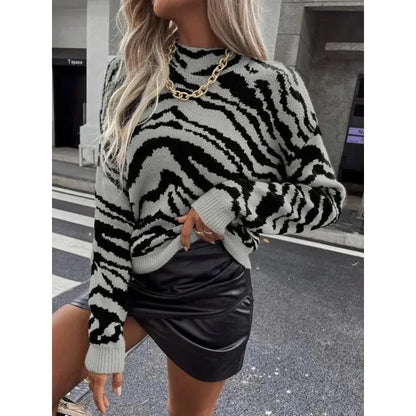 Elise - Pull à Motif Zèbre Stylé pour l'Automne et l'Hiver pour Femmes