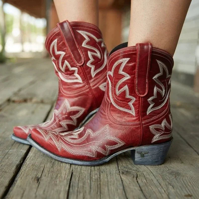 Lina - Bottes de cow-boy en cuir brodé
