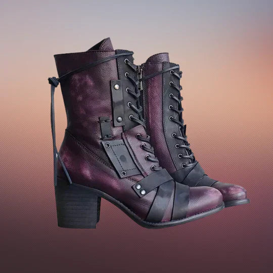 Emma - Bottes de moto rétro sauvages à semelle épaisse