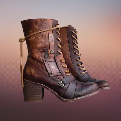 Emma - Bottes de moto rétro sauvages à semelle épaisse