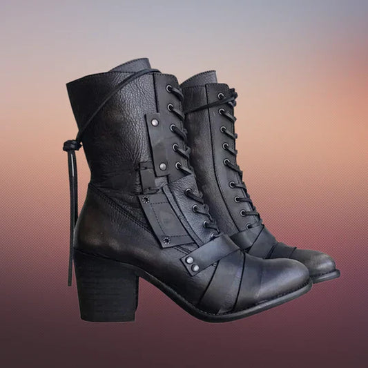 Emma - Bottes de moto rétro sauvages à semelle épaisse