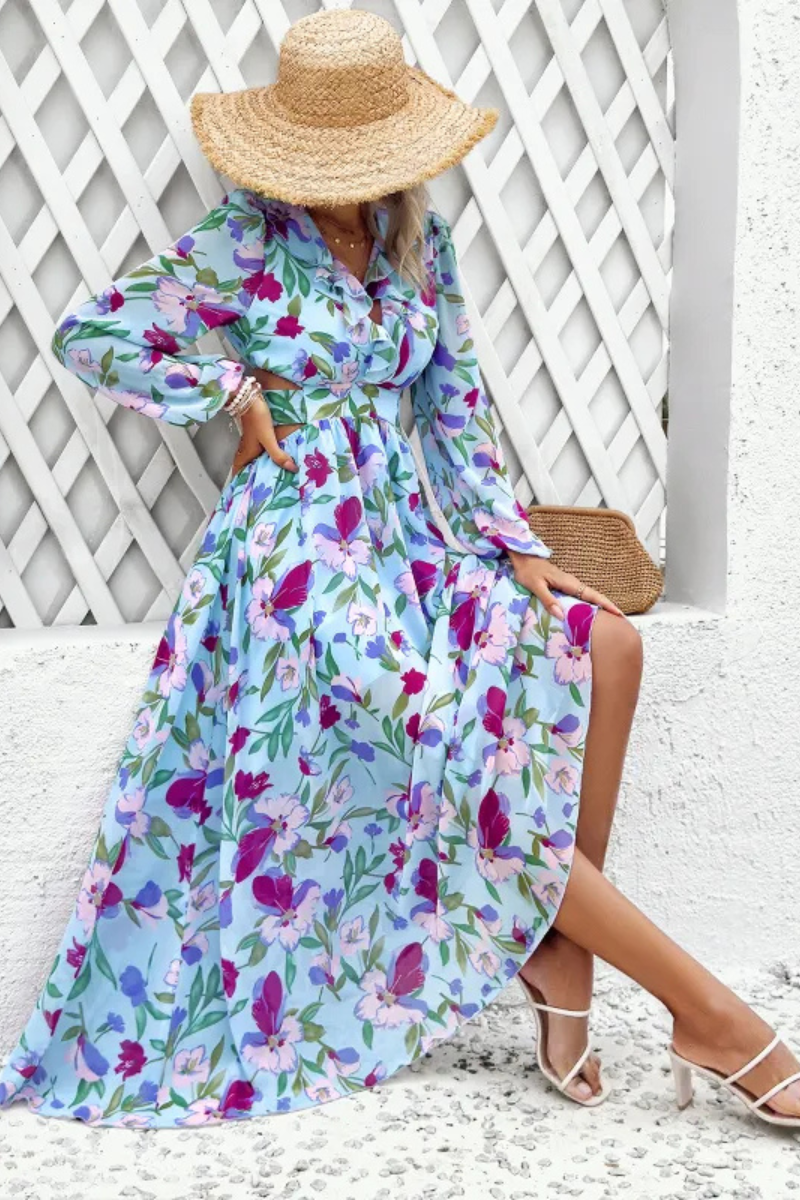 Valena | Robe à manches longues imprimée de fleurs