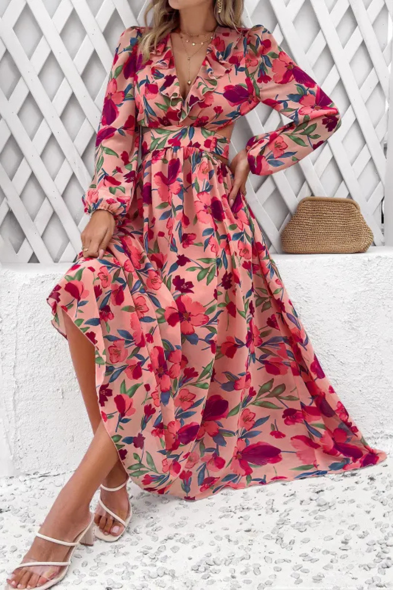 Valena | Robe à manches longues imprimée de fleurs