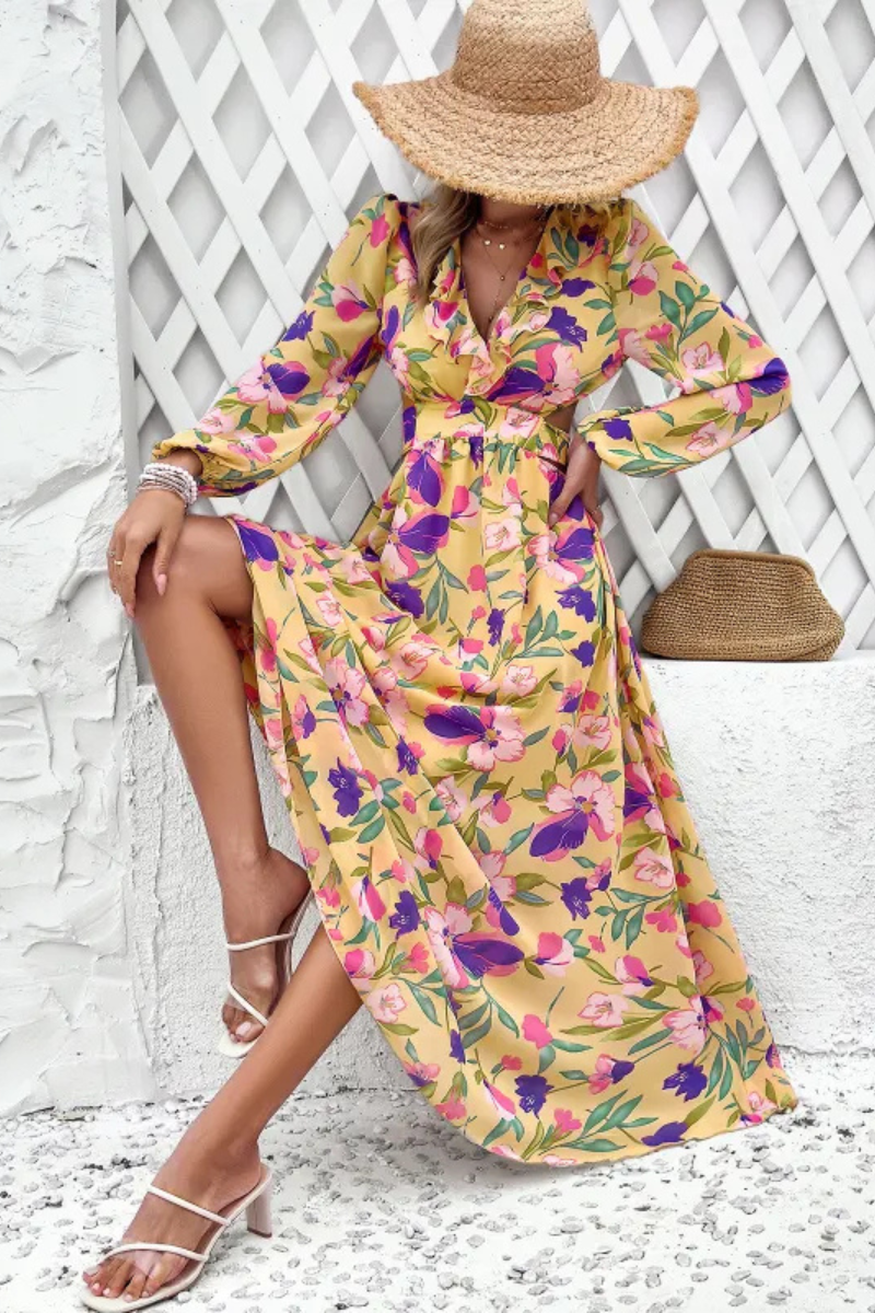 Valena | Robe à manches longues imprimée de fleurs
