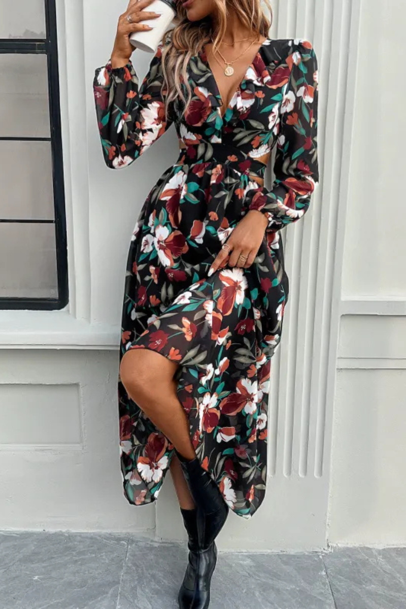 Valena | Robe à manches longues imprimée de fleurs