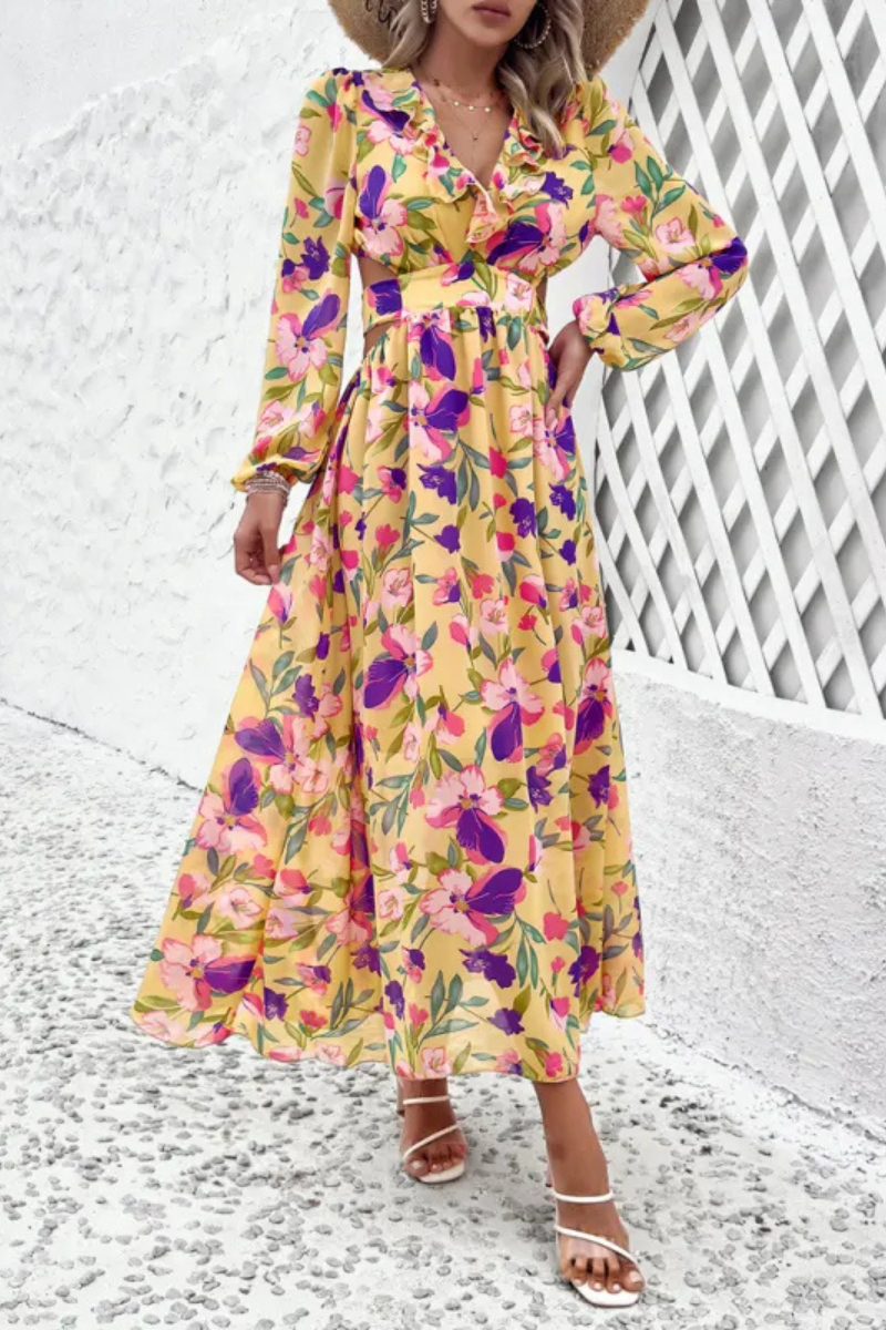Valena | Robe à manches longues imprimée de fleurs