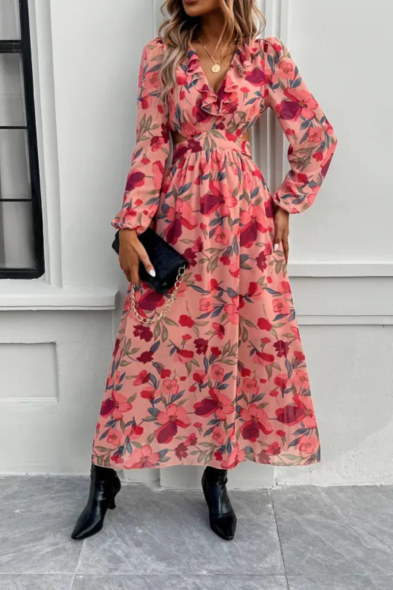 Valena | Robe à manches longues imprimée de fleurs