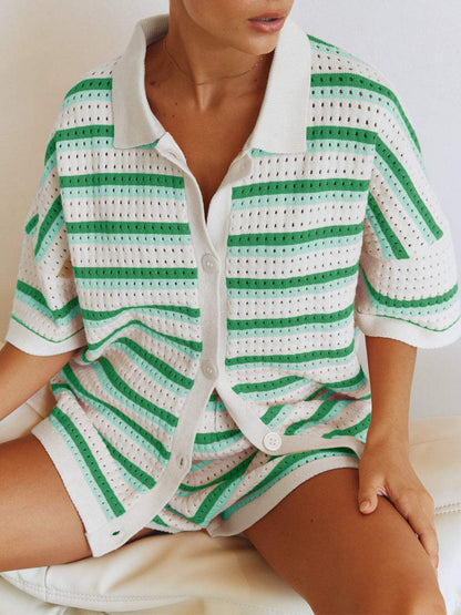 Ensemble pour femmes - Tendance - Top à manches courtes et pantalon assorti - Parfait pour les journées chaudes