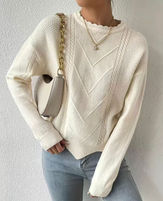 Deborah - Sweatshirt Automnal Blanc Doux Stylé pour Femmes