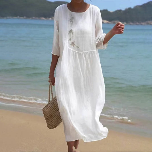 Robe longue à manches courtes pour les journées ensoleillées