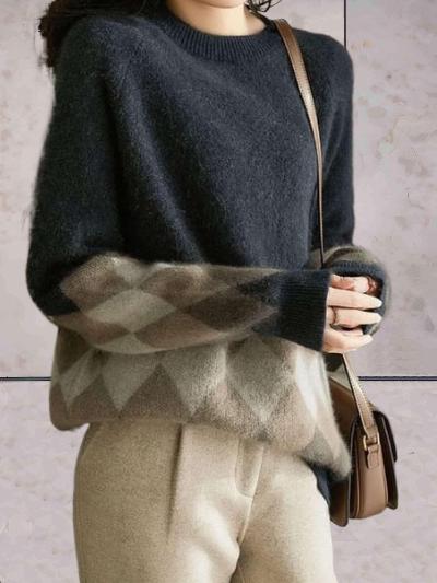 Yasmaine - Elegant Diamond Sweater pour femmes