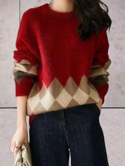 Yasmaine - Elegant Diamond Sweater pour femmes