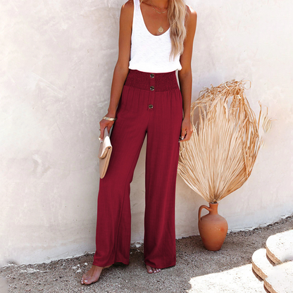 Nathalie - Pantalon taille haute décontracté