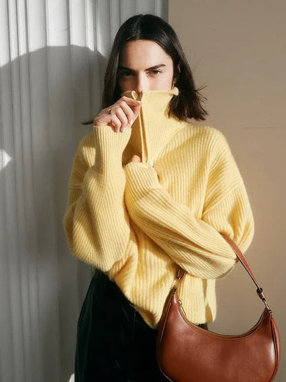 Amelina - pull à col roulé chaud avec fermeture à friction