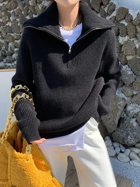 Amelina - pull à col roulé chaud avec fermeture à friction