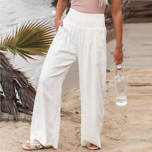 Pantalon en lin - jambes larges - coton et lin - parfait pour l'été et le bureau
