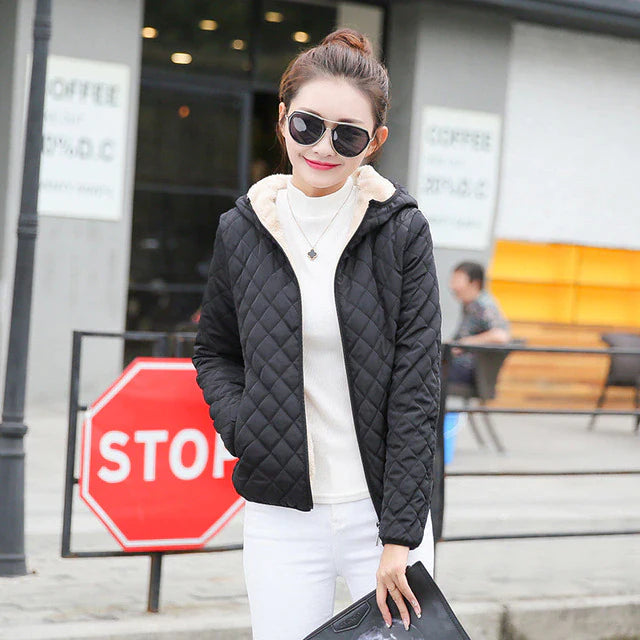 Manteau doublé avec capuche pour femme