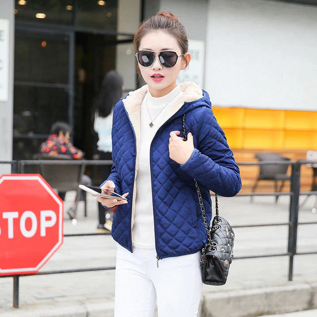 Manteau doublé avec capuche pour femme