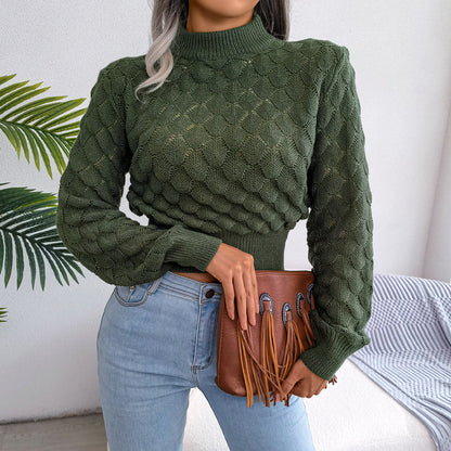 Top en maille à col roulé pour dames